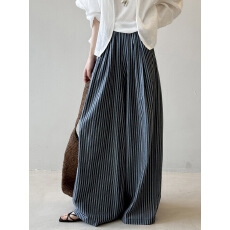 批发实拍条纹直筒高腰阔腿裤女春<b class='q'>夏</b>季新款宽松显瘦休闲裤长裤子