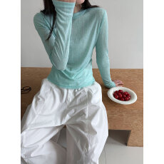 批发韩系透视肌理感百搭打底衫女2026春季新款通勤内搭长袖