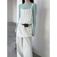 批发韩系镂空吊带<b class='q'>针织</b>背心裙女2026春季新款叠穿A字裙<b class='q'>罩衫</b>