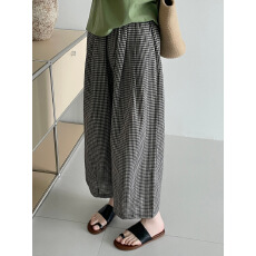 批发穿不腻的格子裤~私服日系文艺宽松<b class='q'>百搭</b>高腰直筒阔腿裤女