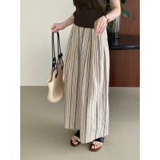 批发小众老钱风阔腿条纹休闲裤女慵懒风高腰百搭显瘦直筒<b class='q'>长裤</b>