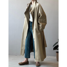 批发2026春装韩版立领长款风衣外套女春季简约单排扣宽松外套