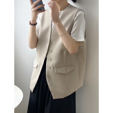 批发气质西装<b class='q'>马甲</b>女 秋季韩版宽松无袖单排扣<b class='q'>马夹</b>外套