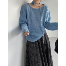 批发羊毛 温柔慵懒风宽松套头针织毛衣女早<b class='q'>秋</b>配花朵系带