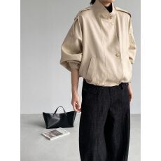 批发“轻量随行”莱赛尔麻混纺蝙蝠袖风衣外套女短款秋