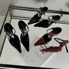 批发春夏新款女鞋欧美风时尚尖头细跟凉鞋日常百搭包头浅口高跟鞋