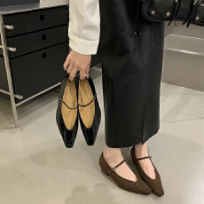 批发法式复古小方头浅口鞋舒适百搭纯色粗跟单鞋<b class='q'>简约</b>气质日常通勤女鞋