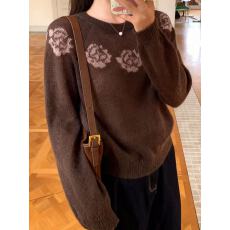 批发野<b class='q'>蔷薇</b>花马海毛针织长袖上衣