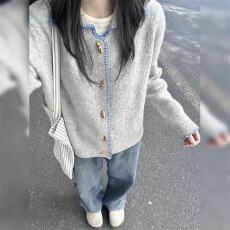 批发早秋韩系氛围感牛角扣针织开衫<b class='q'>外套</b><b class='q'>女</b>士POLO领毛衣设计款别致上衣