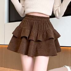 批发黑色灯芯绒蛋糕半身裙女2026新款早春<b class='q'>高腰</b>显瘦小个子a字蓬蓬短裙