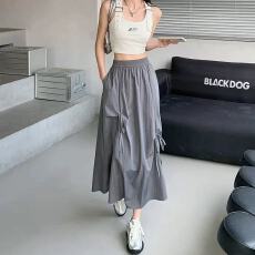 批发白色蝴蝶结半身<b class='q'>裙</b>女夏季薄款高腰垂坠感遮胯气质显瘦长款a字<b class='q'>伞</b><b class='q'>裙</b>