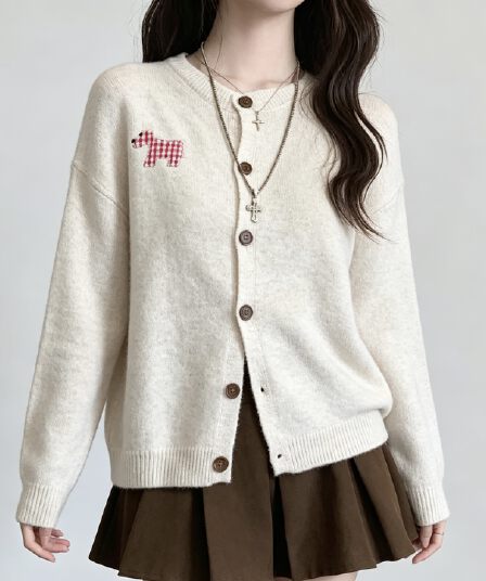 한 부서 Chic 연령 감소 스웨터 여성 코트 가을 겨울 새로운 디자인 센스 느긋한 캐주얼 다용도 니트 오픈 가디건 맨위