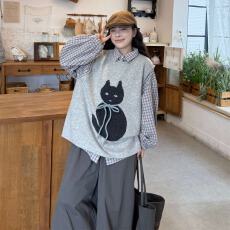 批发胖薯大码日系复古卡通针织马甲女秋冬<b class='q'>新款</b>宽松百搭减龄日系<b class='q'>背心</b>