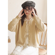 批发不低于92【实拍】日系复古森女百搭甜美显瘦毛衣外套