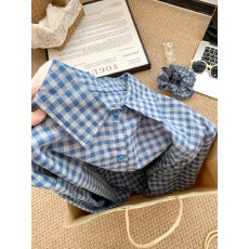 批发实拍格子衬衫外套女春季2026新款<b class='q'>甜美</b>宽松衬衣长袖休闲上衣衬衣