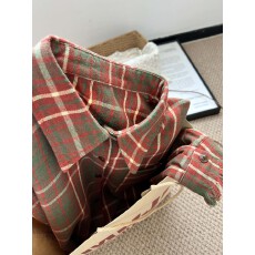 批发实拍红色格子高级感<b class='q'>衬衫</b>外套女装春装2026年新款做旧上衣<b class='q'>女士</b><b class='q'>衬衣</b>