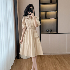 批发实拍高级感法式<b class='q'>衬衫</b>连衣裙女夏季新款轻熟风收腰显瘦气质小个子裙