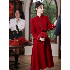 批发敬酒服2025新款<b class='q'>新娘</b>夏季红色中式订婚旗袍礼服平时可穿结婚套装