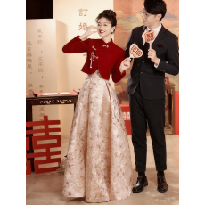 批发敬酒服新娘2025<b class='q'>新款</b>新中式结婚订婚宴礼服裙女秋冬高级感回门长袖