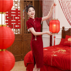 批发红色旗袍<b class='q'>敬酒</b>服新娘2026年新款新中式订婚<b class='q'>礼服</b>裙女结婚小个子夏季