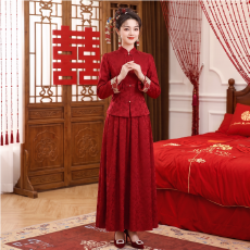 批发敬酒服新娘2026新款红色新中式订婚礼服裙回门便装女结婚旗袍长袖