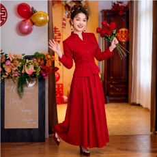批发新中式红色敬酒服2026新款新娘结婚领证改良订婚礼服大码婚服套装