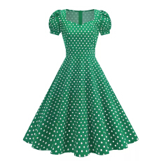 批发亚马逊<b class='q'>外贸</b>欧美跨境长裙爆款赫本风放领大摆波点复古时尚<b class='q'>连衣裙</b>