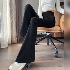 实拍喇叭裤女春季2026新款高腰显瘦垂坠感西装马蹄裤小个子微喇裤