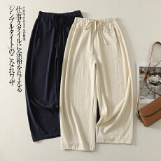 批发实拍2026春夏新款亚麻<b class='q'>百搭</b>超舒服气球裤八分裤阔腿裤