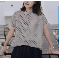 批发非实拍2026夏季新款棉麻印花<b class='q'>波点</b>百搭文艺风上衣短袖<b class='q'>衬衫</b>女