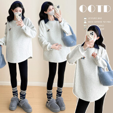 批发孕妇秋冬季新款<b class='q'>韩版</b>百搭减龄感宽松大码显瘦<b class='q'>卫衣</b>裙