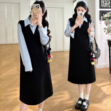 批发实拍现现2026春季新品孕妇<b class='q'>百搭</b>外穿时尚拼接显瘦假两件连衣裙