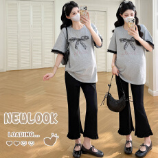 批发实拍现 孕妇<b class='q'>春</b>夏季外穿设计感宽松百搭减龄T恤+抽绳显瘦裤子套装