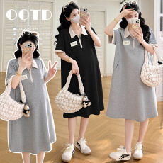 批发<b class='q'>孕妇装</b>夏季显瘦设计感拼接假两件大码衣裙（带口袋）