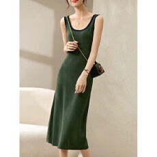 批发天猫抖音质量无袖针织连衣裙春夏季新款<b class='q'>休闲</b>慵懒显瘦内搭吊带裙子