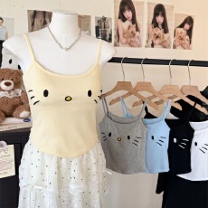 批发辣妹印花吊带背心修身百搭带胸垫打底衣女<b class='q'>夏</b>外穿上衣