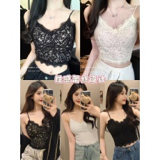 批发蕾丝性感内搭短款美背一体带胸垫舒适修身显瘦打底吊带背