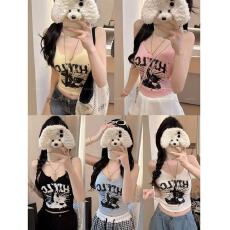 批发<b class='q'>夏</b>季新款纯欲印花修身一体带胸垫V领吊带内搭舒适可外穿