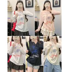 批发夏季新款百搭休闲<b class='q'>防晒衣</b>罩衫女薄款花朵字母印花慵懒长袖上衣