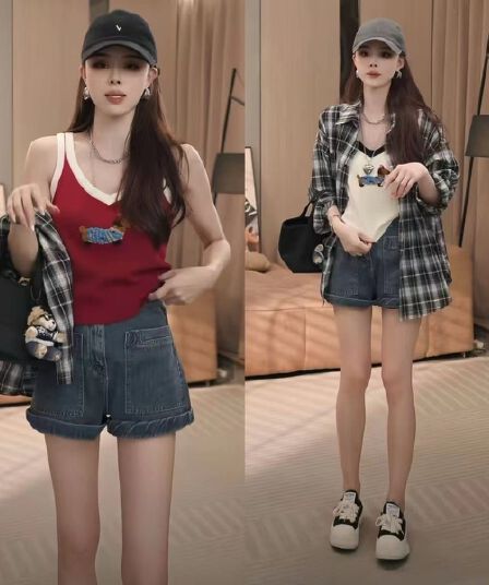 새로운 만화 아메리칸 V넥 조끼 니트 슬립 여성 여름 민소매 인사이드 잡아라. 의류 여성 외출용