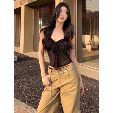 批发WITHMIN <b class='q'>吊带</b><b class='q'>背心</b>女6新款夏季短款<b class='q'>露</b><b class='q'>脐</b>t恤女装修身无袖上衣女