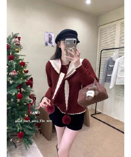 느긋한 바람 스웨터 여자 착용 가져 가라. 겨울 새로운 슈퍼 잘 생긴 부드러운 찹쌀 루즈핏 니트 스웨터 외부 가져 가라. 레트로 스트라이프 숄