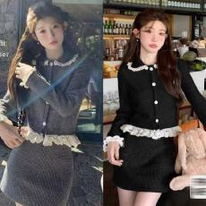 批发韩国东大门韩系少女感 可拆卸重工<b class='q'>手工</b>钩花羊毛针织衫短裙套装