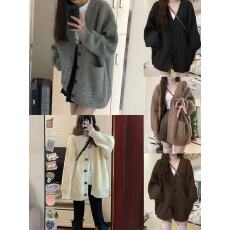 批发韩版穿搭小香风针织<b class='q'>毛衣</b><b class='q'>女</b>秋季新款外搭宽松慵懒感v领<b class='q'>开衫</b>外套潮