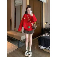 批发加厚圣诞本命年红色毛衣女秋<b class='q'>冬</b>2025新款洋气爆款外穿针织打底衫