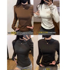 批发半高小立领打底衫女秋冬保暖上衣<b class='q'>百搭</b>内搭德绒保暖长袖