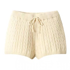 批发秋冬辣妹麻花阔腿针织<b class='q'>短裤</b>女2025新款小个子外穿松紧腰修身<b class='q'>打底</b>裤