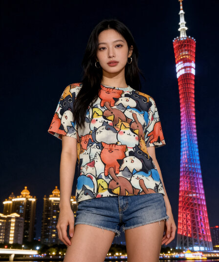 실사 한국 동대문 스타 같은 단락 면 린넨 레트로 낙서 프린트 반팔 여성 디자인 센스 작은 대중 루즈핏 여름
