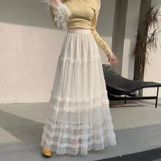 批发木耳边纱裙高级感花边半身裙2026春夏季新款网纱蛋糕大摆蓬蓬裙仙