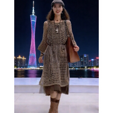 批发韩国东大门<b class='q'>中长款</b>镂空针织开衫女慵懒风外搭毛衣外套防晒上衣